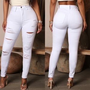 Fashion Nova High Waisted White Jeans